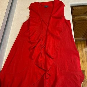 Red Long Sleeveless Cardigan